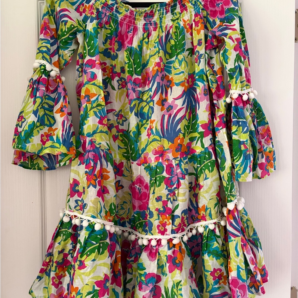 Swimsuit cover up Floral Off-Shoulder Ruffle Dress - Multicolor